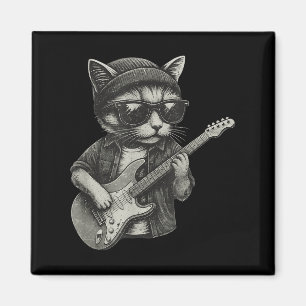 Chill Cat Playing Guitar Rock Music Funny Animal T Magnet