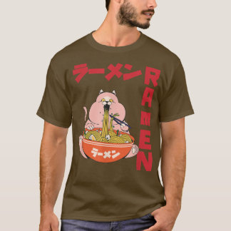 Chill Cat Ramen Anime Noodles Kawaii Japanese Sket T-Shirt