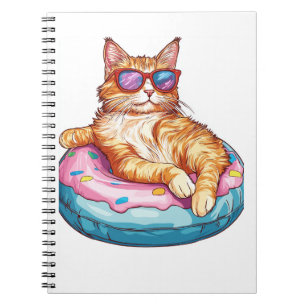 Chill Cat Summer Vibes – Poolside Funny Kitty Notebook