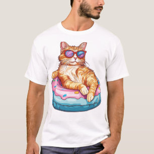 Chill Cat Summer Vibes – Poolside Funny Kitty.png T-Shirt