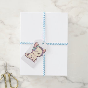 Chill Cat with Headphones Gift Tags