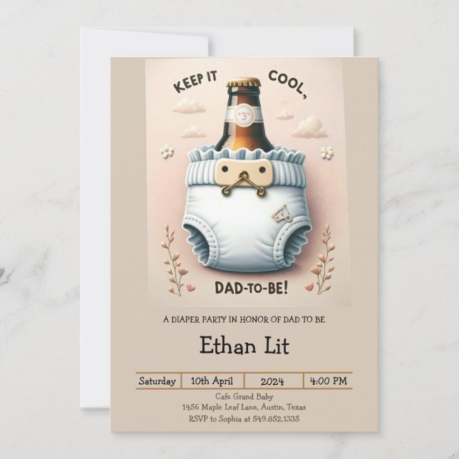 Chill & Cheer Diaper Bash: Gender-Neutral Baby  Invitation (Front)