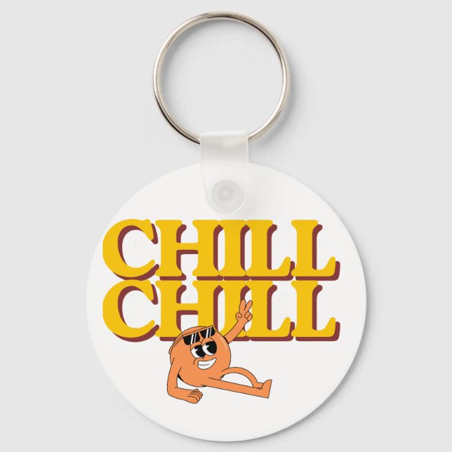 Chill Chill Retro Cartoon Character Keychain (Front)