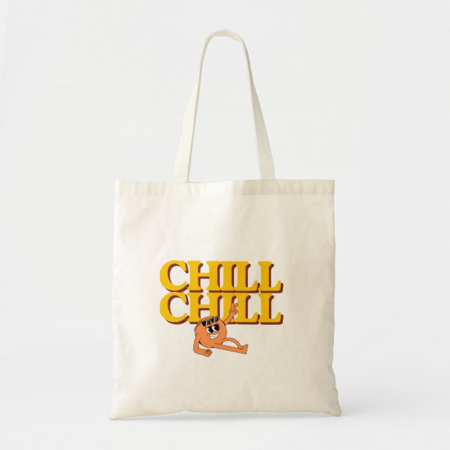 Chill Chill Retro Cartoon Character Tote Bag (Front)