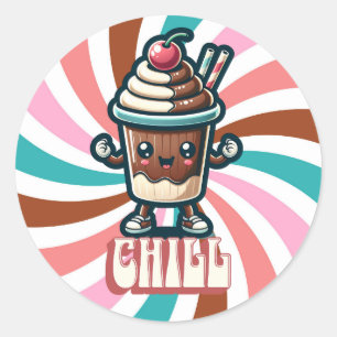 Chill Chocolate Milkshake Pun  Classic Round Sticker