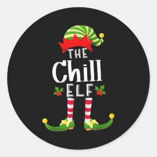 Chill Christmas Elf Matching Pajama X-mas Party  Classic Round Sticker