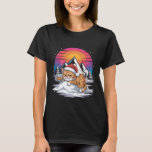 Chill Christmas Holiday cat with Santa hat Retro S T-Shirt<br><div class="desc">Chill Christmas Holiday cat with Santa hat Retro Sunset</div>