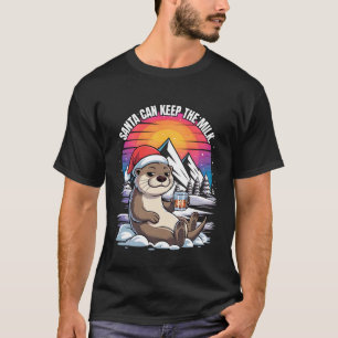 Chill Christmas Holiday cat with Santa hat Retro S T-Shirt