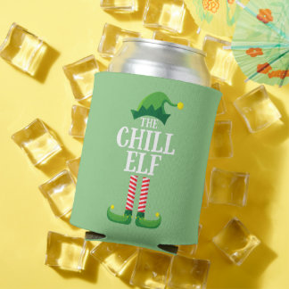 Chill Elf Matching Family Group Christmas Party Can Cooler