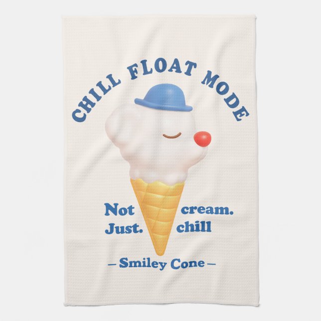 Chill Float Mode: Not Just Cream Dog Ice Cream Tea Towel (Vertical)