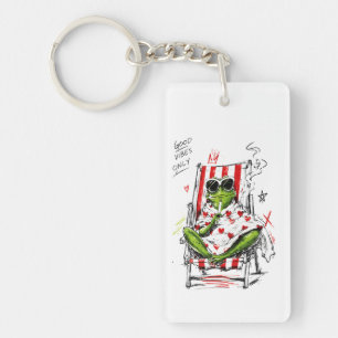 Chill Frog Good Vibes Only Sunglasses Art Key Ring