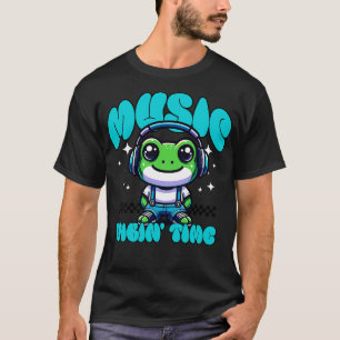 Chill Frog Headphone Music Tee Cute toon Animal Sh