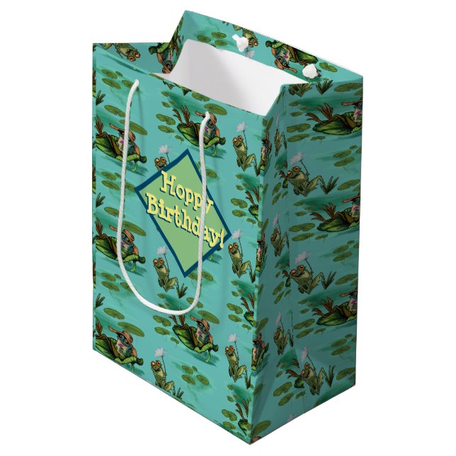 Chill Frogs Enjoying Summer  Medium Gift Bag (Front Angled)