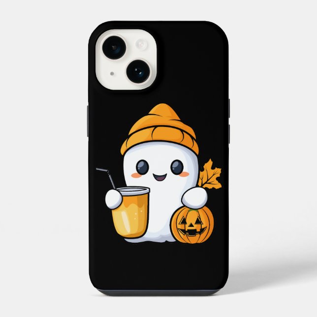Chill Ghost Warm Coffee Cosy Fall iPhone Case (Back)