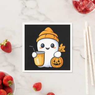 Chill Ghost Warm Coffee Cosy Fall Napkin