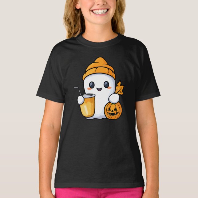 Chill Ghost Warm Coffee Cosy Fall T-Shirt (Front)