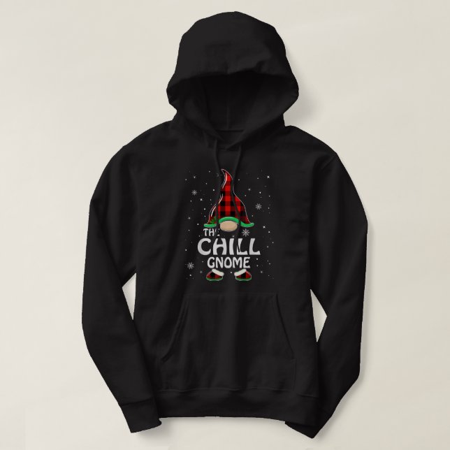 Chill Gnome Buffalo Plaid Matching Family Christma Hoodie (Design Front)