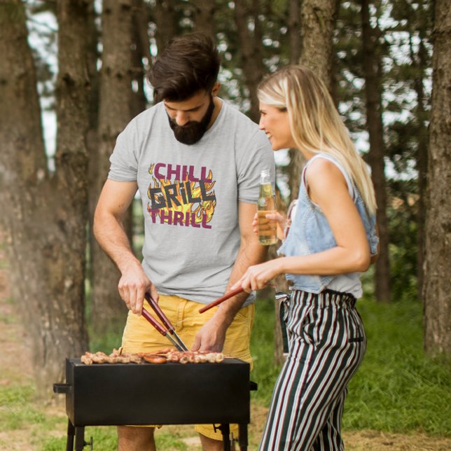 CHILL, GRILL, THRILL SUMMER BARBEQUE T-Shirt (Creator Uploaded)