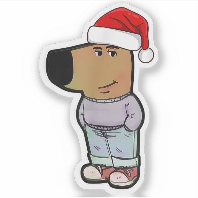 Chill Guy Dog Christmas Hat Funny Chill Guy Meme (Front)