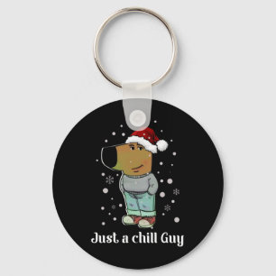 Chill Guy Dog With Christmas Hat Funny Chill Guy M Key Ring