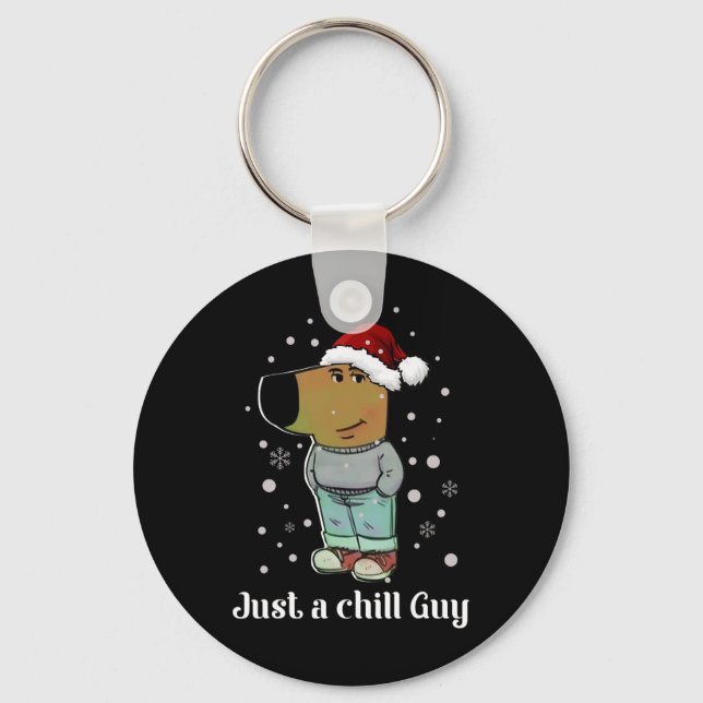 Chill Guy Dog With Christmas Hat Funny Chill Guy M Key Ring (Front)