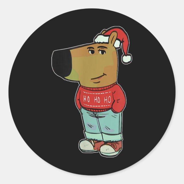 Chill Guy Meme Wearing Ugly Christmas Sweater  Classic Round Sticker (Front)