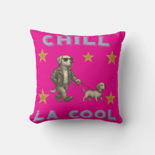Chill La Cool – Dog in Glasses Walking Friend !! Cushion