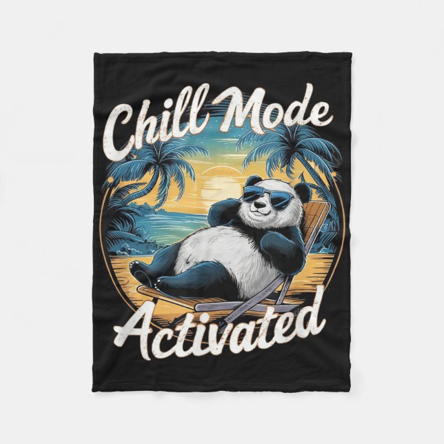 Chill Mode Activated Funny Panda Chilling In The S Fleece Blanket (Front)