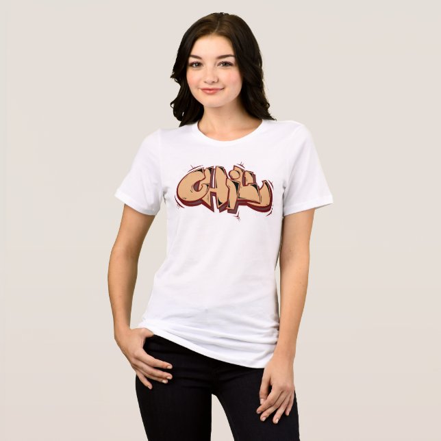 Chill modern graffiti chocolate brown  Tri-Blend shirt (Front Full)