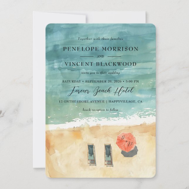 Chill Out by the Sea Beach Wedding Invitation (Front)