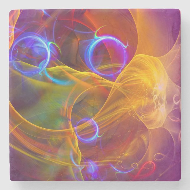 Chill Out , Colourful Digital Abstract Art Stone Coaster (Front)