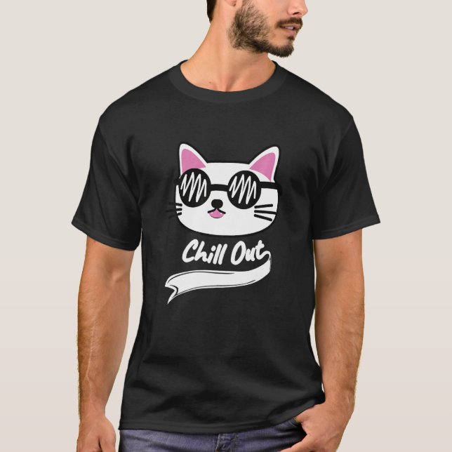Chill Out Cool Sunglasses Cat Kitten Cat T-Shirt (Front)