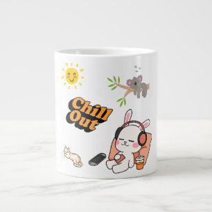 Chill Out Cute Bunny Cosy Relaxing Kawaii Animal Large Coffee Mug
