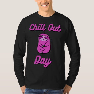 Chill Out Day Pink Sloth Bear Fitted T-Shirt