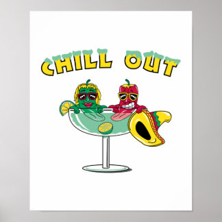 Chill Out Margarita Chilli Peppers Poster