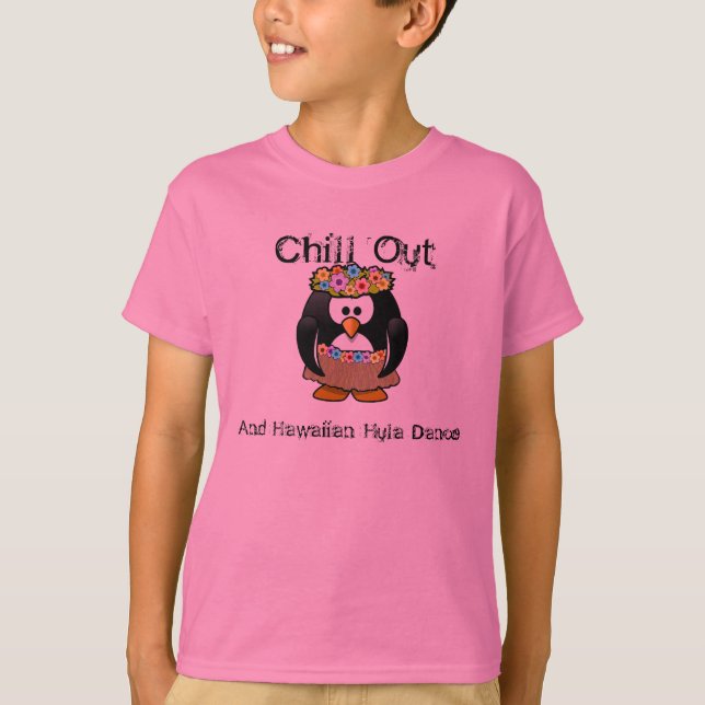 Chill Out Penguin Hawaiian Hula Dance Aloha T-Shirt (Front)