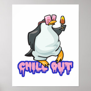 chill out penguin poster