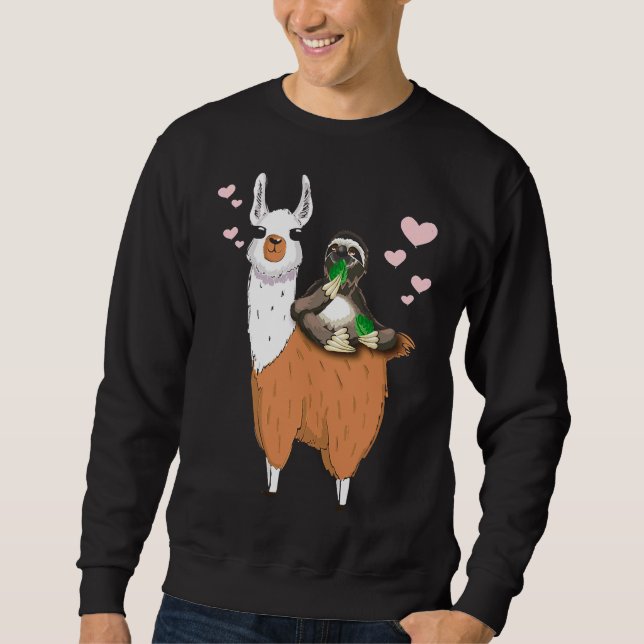 Chill Out Sloth Rides Llama Trendy Sweatshirt (Front)