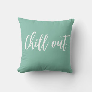 Chill Out Throw Pillow Mint Green White