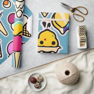 Chill Out - Vibrant Ice Cream Cone Wrapping Paper