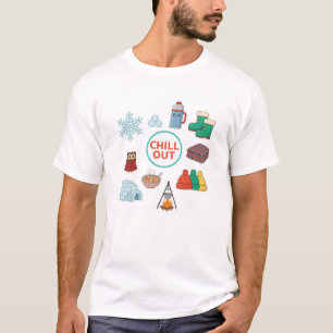 Chill Out Winter Cozy Icons Illustration T-Shirt