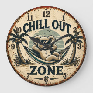 Chill Out Zone Funny Koala Large Clock