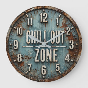 Chill Out Zone Rustic Industrial Large Clock