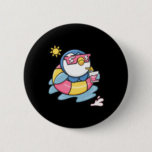 Chill Penguin Summer Float Drink Funny Vacation 6 Cm Round Badge