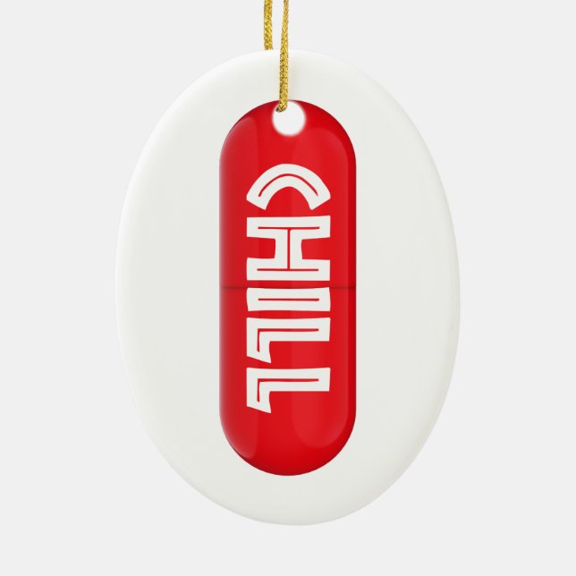 Chill Pill Ceramic Tree Decoration (Back)