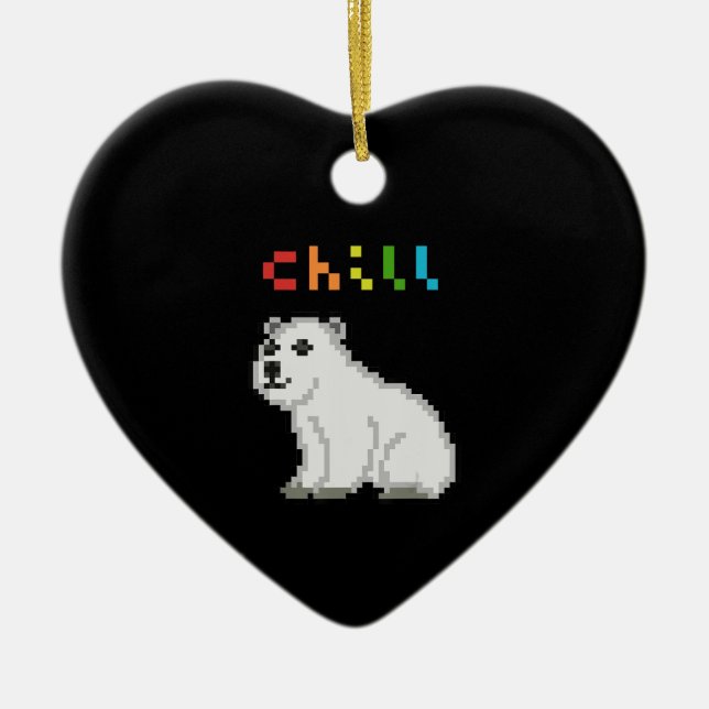 Chill Polar Bear Animal Lover Ceramic Tree Decoration (Front)