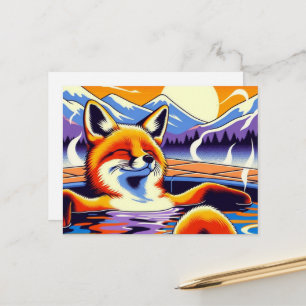 Chill Red Fox in a Hotspring Pool Postcard
