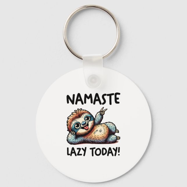 Chill Sloth Namaste Lazy Vibes Key Ring (Front)