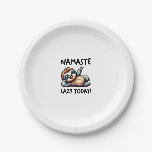 Chill Sloth Namaste Lazy Vibes Paper Plate (Front)