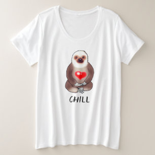 Chill Sloth with Glowing Heart Plus Size T-Shirt